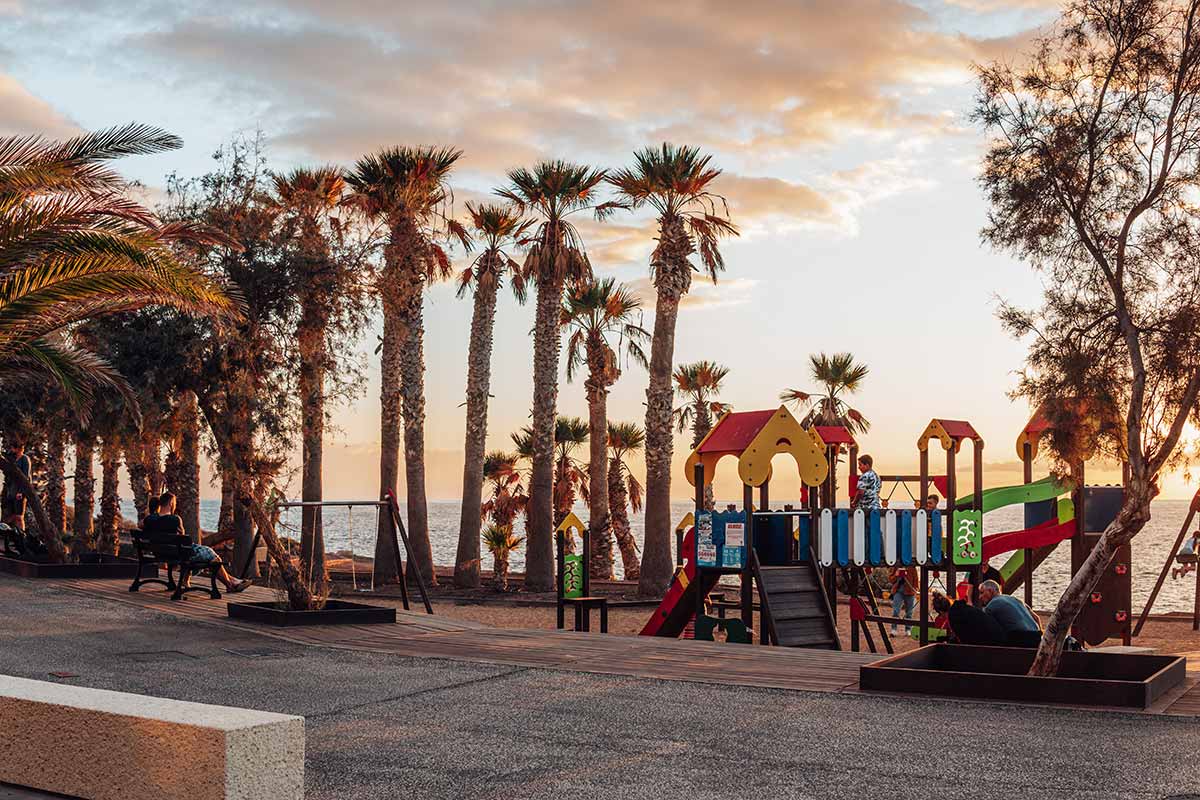 Playground for children with the ocean view in Alcala