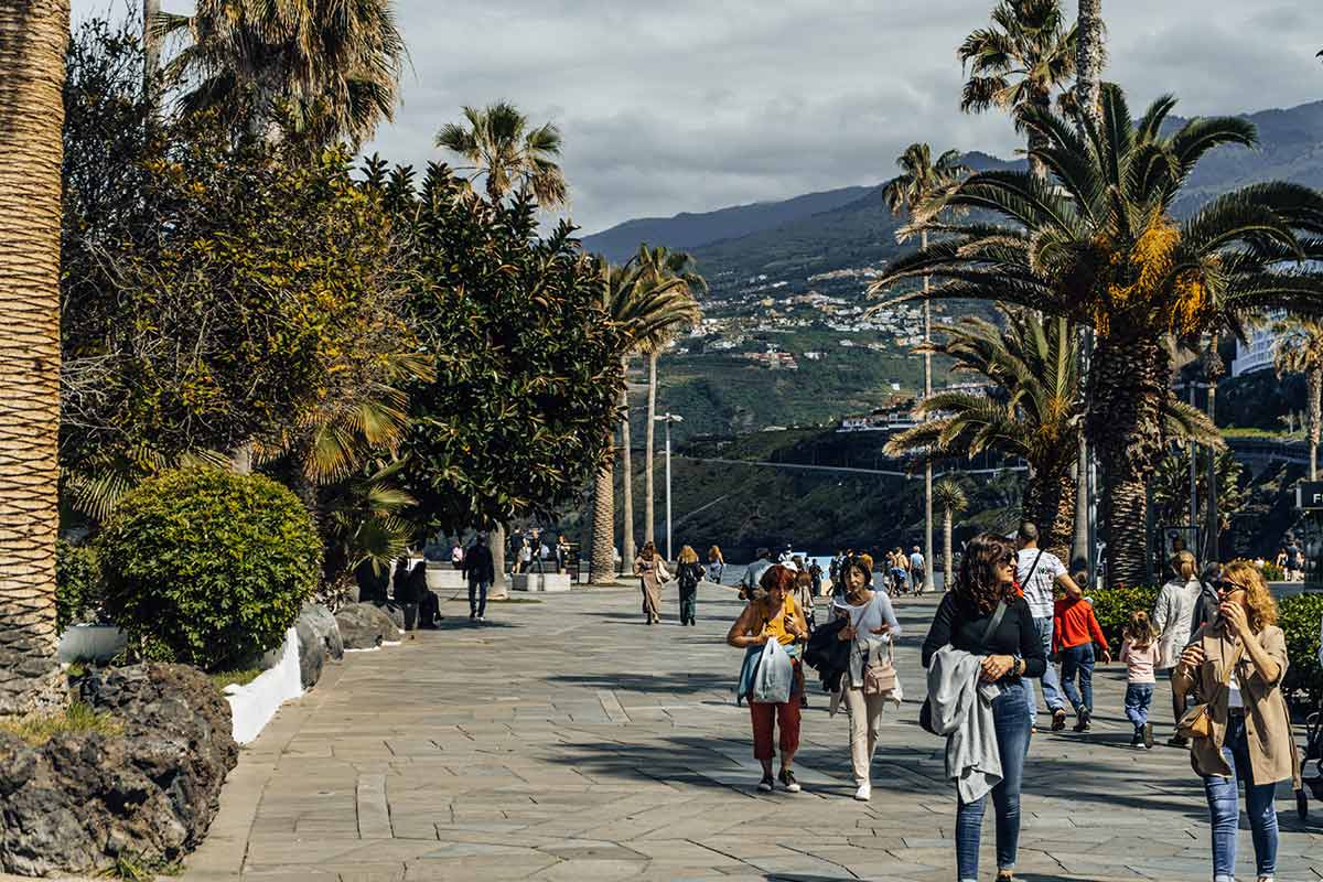 People walking on promenade