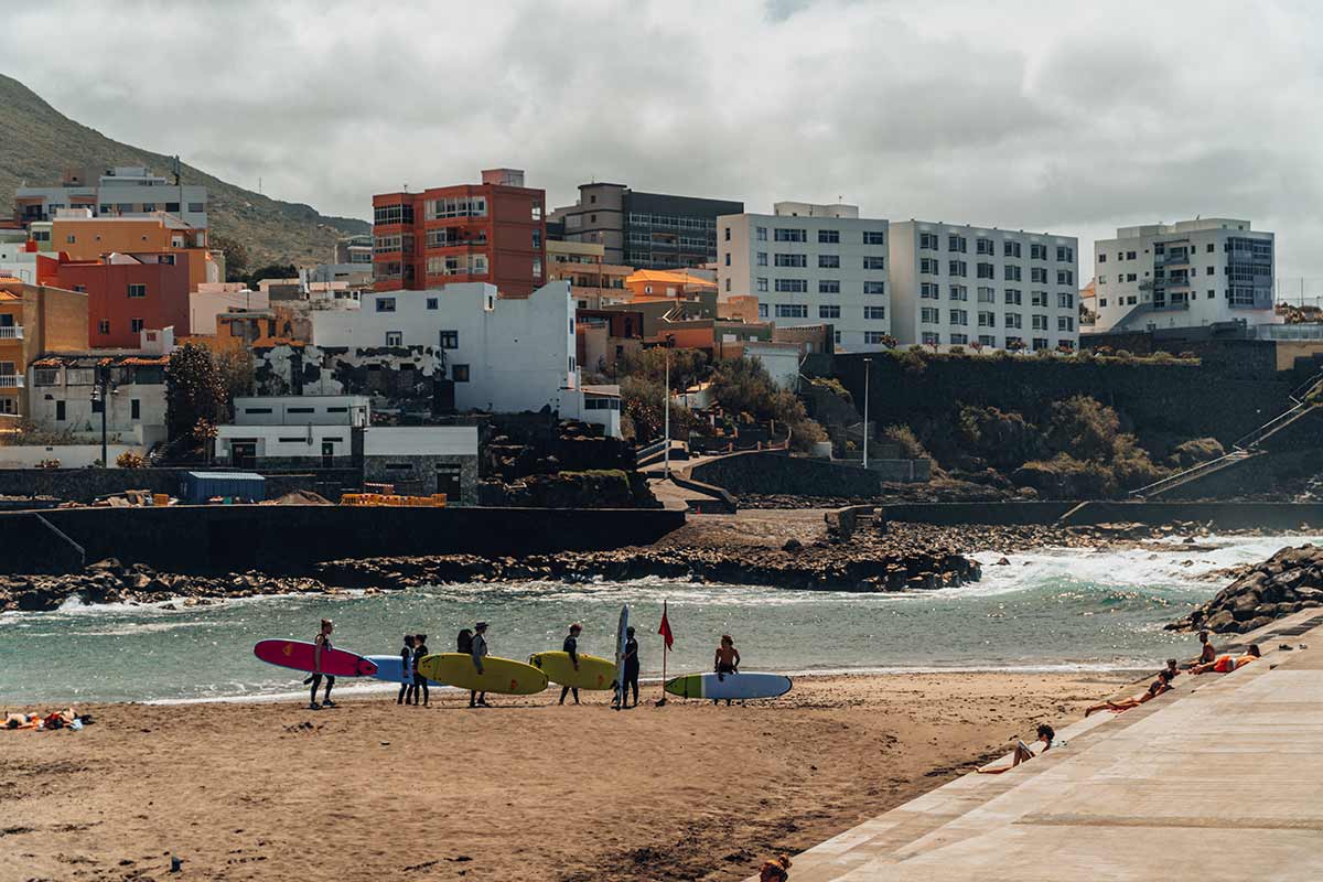 Surfers in Playa de Bajamar, Tenerife