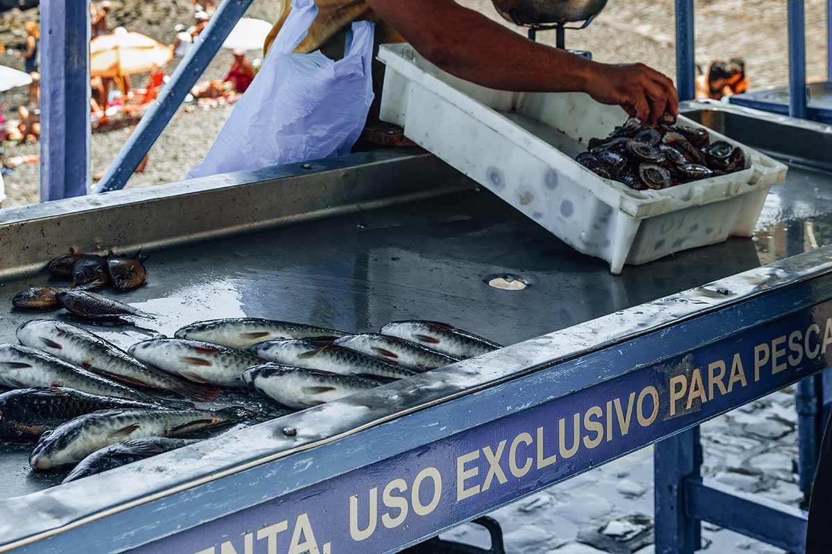 A man selling fresh fish