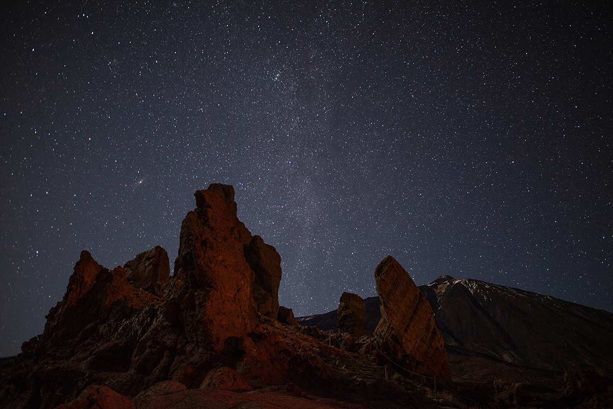 Beautiful starry sky in Teide National Park