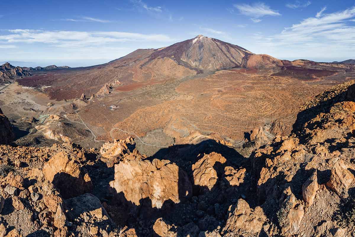 The view from the top of Mount Guajara in Teide National Park in Tenerife