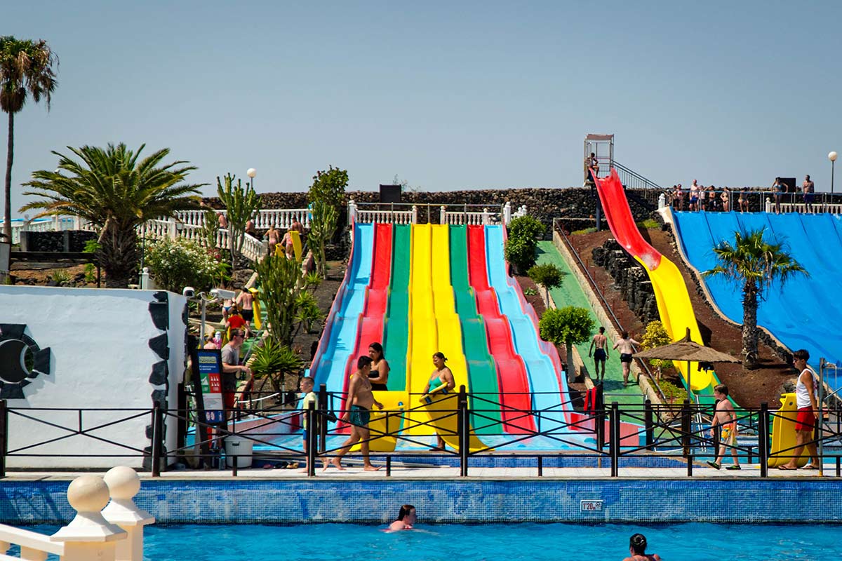 Aquaracer slides in water park, Lanzarote