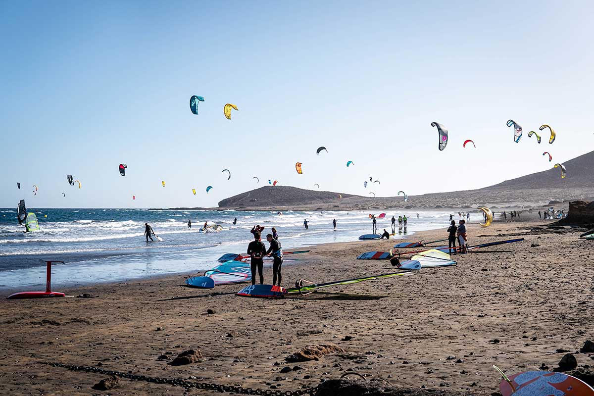 Kitesurfing on El Medano Beach